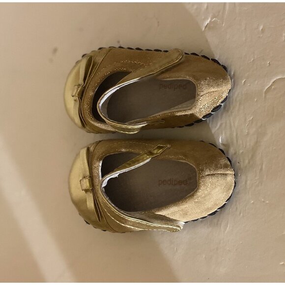 Pediped Girl Baby Gold Leather Sole Mary Jane Shoes Sz 12-18 Mos. US 5-5.5 EU 20 - Picture 5 of 14